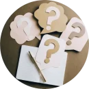 Question mark icon linking to frequently asked questions section.